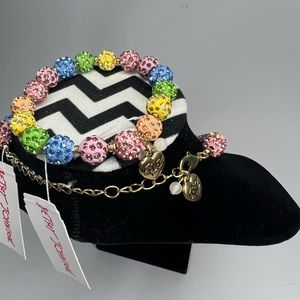Betsey Johnson Rhinestone Stobe Fireball Collar Necklace & bracelet, Multi-color